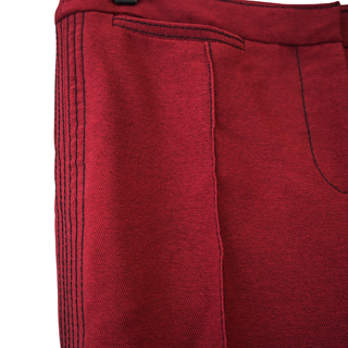 BURBERRY | Dark Red Contrast Stitch Pintuck Trousers