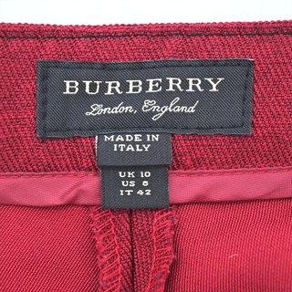 BURBERRY | Dark Red Contrast Stitch Pintuck Trousers