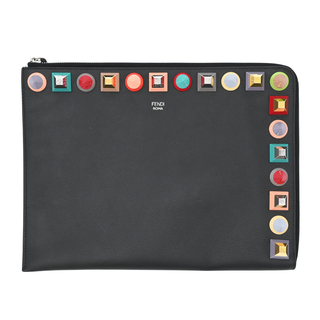 FENDI | Multicolored Studded Flat Leather Clutch