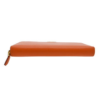 PRADA | Orange Saffiano Zip-Around Continental Wallet