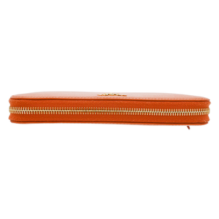 PRADA | Orange Saffiano Zip-Around Continental Wallet