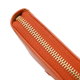 PRADA | Orange Saffiano Zip-Around Continental Wallet
