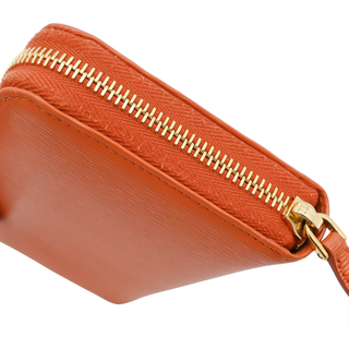 PRADA | Orange Saffiano Zip-Around Continental Wallet