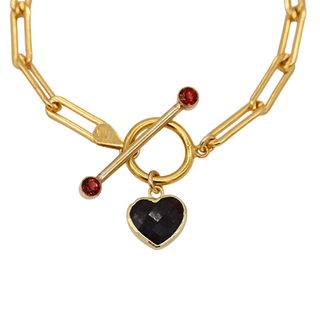 MABEL CHONG | Garnet Heart Toggle Bracelet