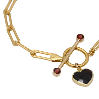 MABEL CHONG | Garnet Heart Toggle Bracelet