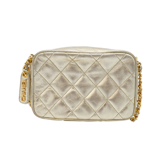 CHANEL | Quilted Gold-Metallic Mini Camera Bag