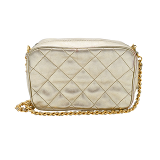 CHANEL | Quilted Gold-Metallic Mini Camera Bag