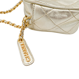 CHANEL | Quilted Gold-Metallic Mini Camera Bag