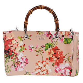 GUCCI | Pink Blooms Bamboo Shopper Tote Bag
