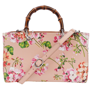 GUCCI | Pink Blooms Bamboo Shopper Tote Bag