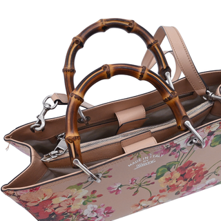 GUCCI | Pink Blooms Bamboo Shopper Tote Bag