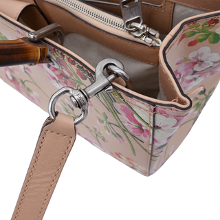 GUCCI | Pink Blooms Bamboo Shopper Tote Bag
