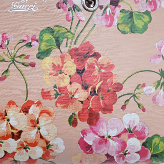 GUCCI | Pink Blooms Bamboo Shopper Tote Bag