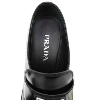 PRADA | Black Leather Logo Loafers