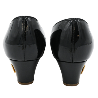 CHANEL | Black Patent Peep-Toe CC Pumps