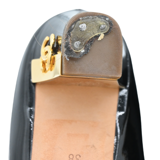 CHANEL | Black Patent Peep-Toe CC Pumps