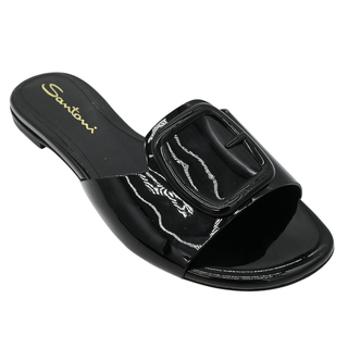 SANTONI | Apricot Patent Buckle Flat Sandals