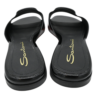 SANTONI | Apricot Patent Buckle Flat Sandals