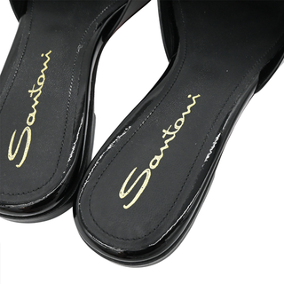 SANTONI | Apricot Patent Buckle Flat Sandals