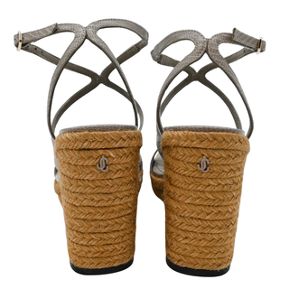 JIMMY CHOO | Ayla Lizard-Embossed Leather Wedge Espadrilles