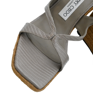 JIMMY CHOO | Ayla Lizard-Embossed Leather Wedge Espadrilles