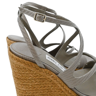 JIMMY CHOO | Ayla Lizard-Embossed Leather Wedge Espadrilles