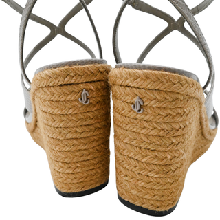 JIMMY CHOO | Ayla Lizard-Embossed Leather Wedge Espadrilles