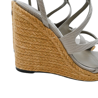 JIMMY CHOO | Ayla Lizard-Embossed Leather Wedge Espadrilles