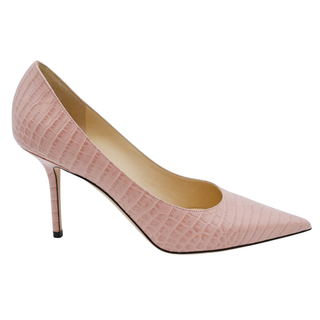 JIMMY CHOO | Love Croc-Embossed Blush Pink Pumps