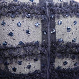 NEEDLE&THREAD | Vivian Navy Embellished Lace Gown