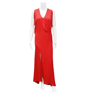 MARIA CORNEJO | Bias Sarah Rouge Eco Draped Long Dress