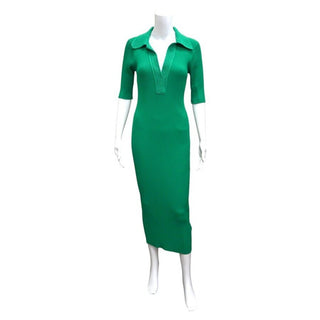 Clover Green Adrian Ribbed Midi Dress