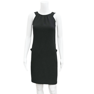 OSCAR DE LA RENTA | Black Wool Panel Bow-Accent Dress