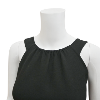 Black Wool Panel Bow-Accent Dress