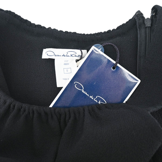 OSCAR DE LA RENTA | Black Wool Panel Bow-Accent Dress