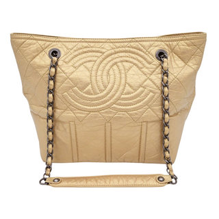 CHANEL | Gold Metallic Shopping in Moscow Tote Bag