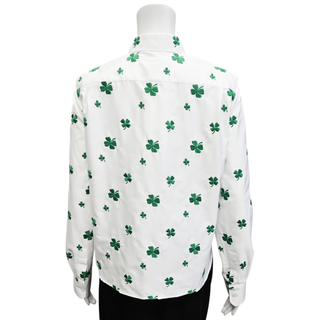 DIOR | White Poplin Green Clover Embroidered Blouse