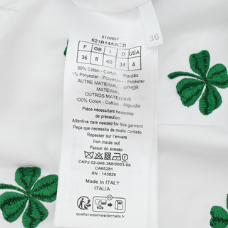 DIOR | White Poplin Green Clover Embroidered Blouse