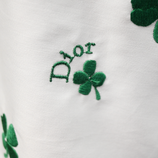 DIOR | White Poplin Green Clover Embroidered Blouse