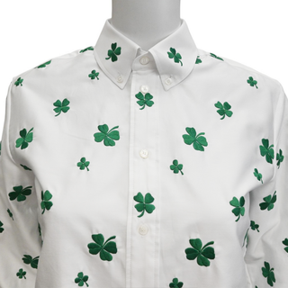DIOR | White Poplin Green Clover Embroidered Blouse