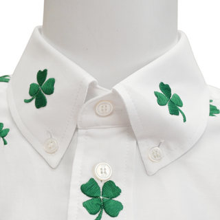 DIOR | White Poplin Green Clover Embroidered Blouse