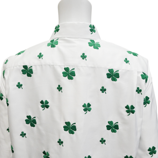 DIOR | White Poplin Green Clover Embroidered Blouse