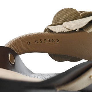 CHANEL | Khaki Canvas Camellia Thong Sandals