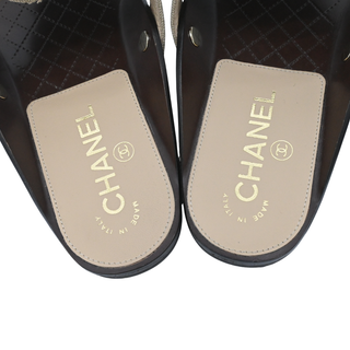 CHANEL | Khaki Canvas Camellia Thong Sandals
