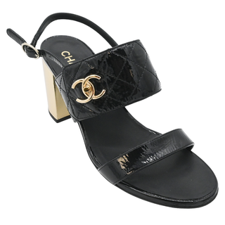 CHANEL | Black Quilted Patent Heels
