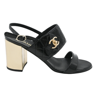 CHANEL | Black Quilted Patent Heels