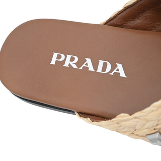 PRADA | Jeweled Raffia Flat Slide Sandals