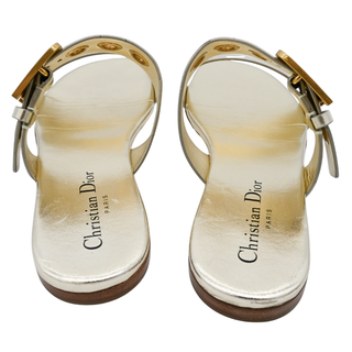 CHRISTIAN DIOR | Gold Metallic Wide-Strap Buckle Sandals
