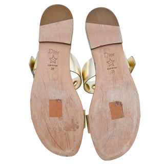 CHRISTIAN DIOR | Gold Metallic Wide-Strap Buckle Sandals