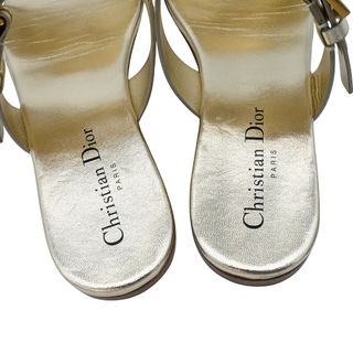 CHRISTIAN DIOR | Gold Metallic Wide-Strap Buckle Sandals